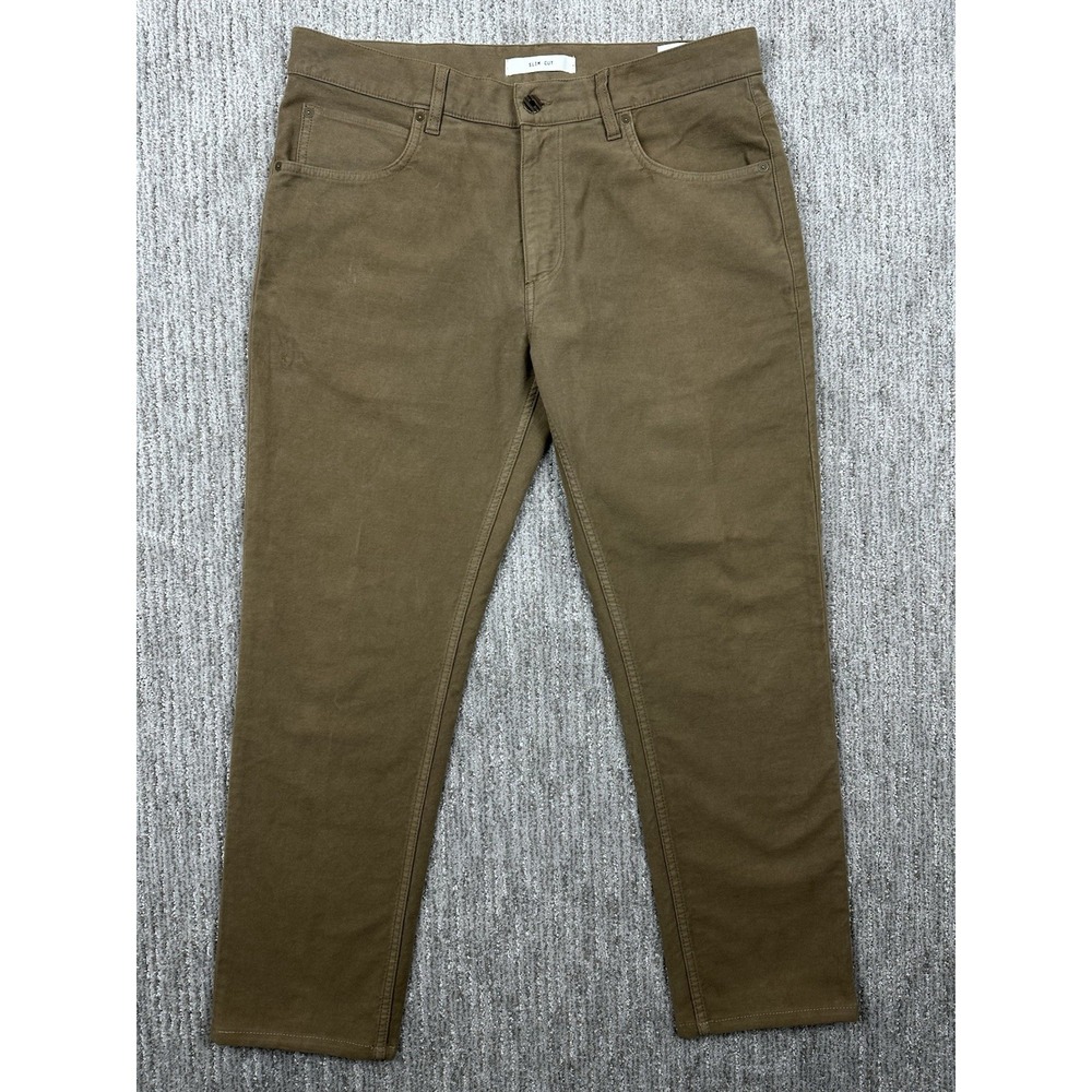 Billy Reid Mens Slim Chino Pants Brown 34x32 (Fits 36x29) Cotton Stretch MSL-ALA